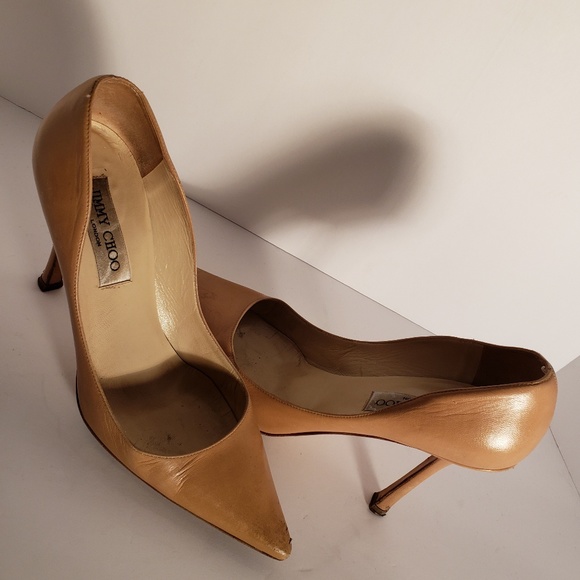 Jimmy Choo Shoes - Jimmy Choo nude leather heels sz 38 1/2